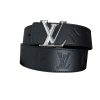 Louis Vuitton Sliver Tone Buckle Monogram Belt Black For Women - Crozus