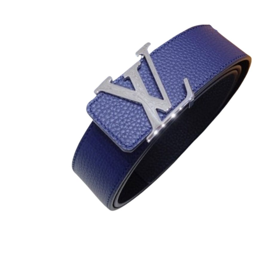 Louis Vuitton Silver Tone Buckle LV Iconic Belt Dark Blue For Women - Crozus