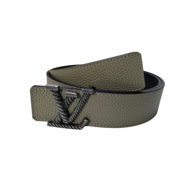 Louis Vuitton Black Tone Buckle LV Iconic Belt Khaki Green For Women - Crozus