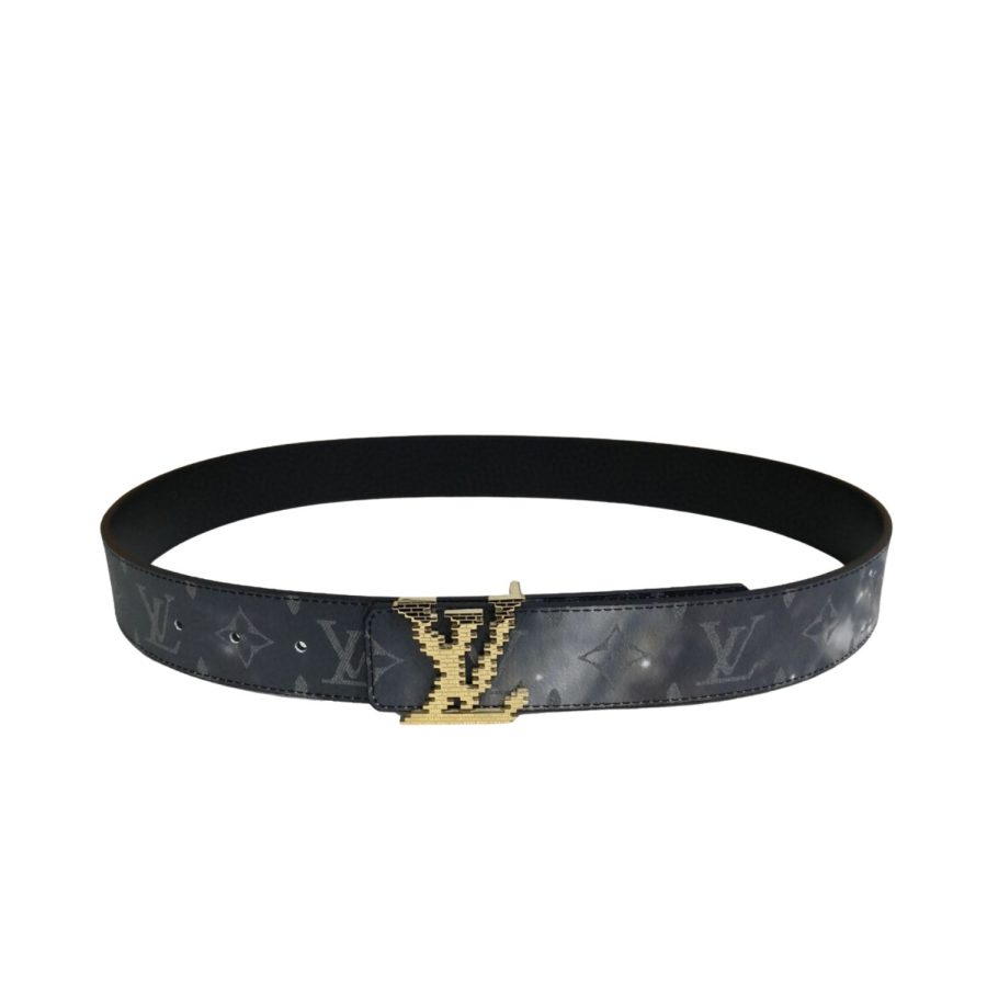 Louis Vuitton Gold Tone Buckle LV Iconic Monnogram Belt Black For Women - Crozus