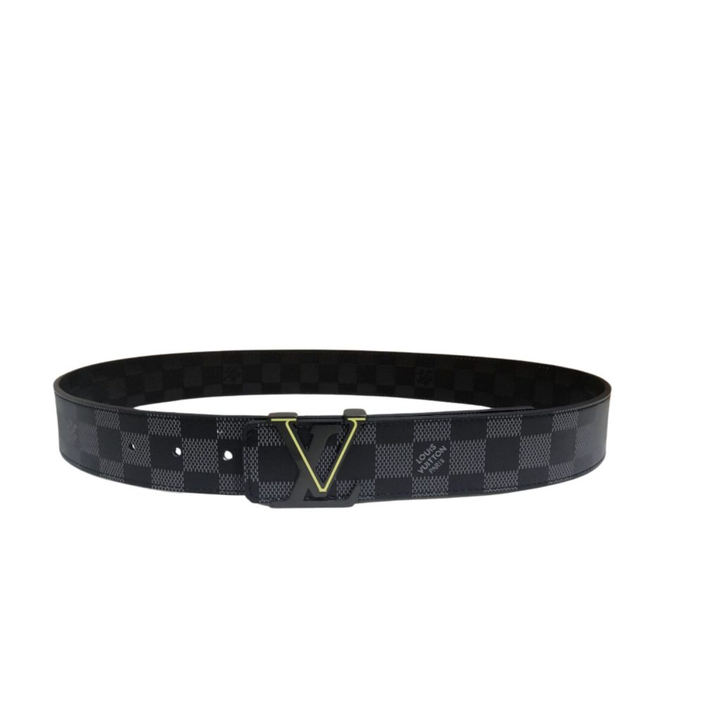 Louis Vuitton Yellow Buckle V Iconic Damier Belt Black For Women - Crozus