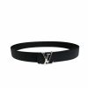 Louis Vuitton Silver Tone Buckle LV Iconic Monnogram Belt Black For Women - Crozus