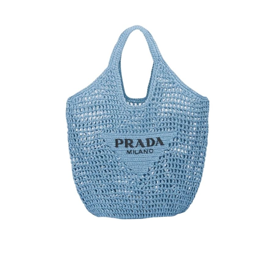 Prada Raffia Tote Bag Blue For Women 1BG424_2A2T_F0076_V_OOO - Crozus