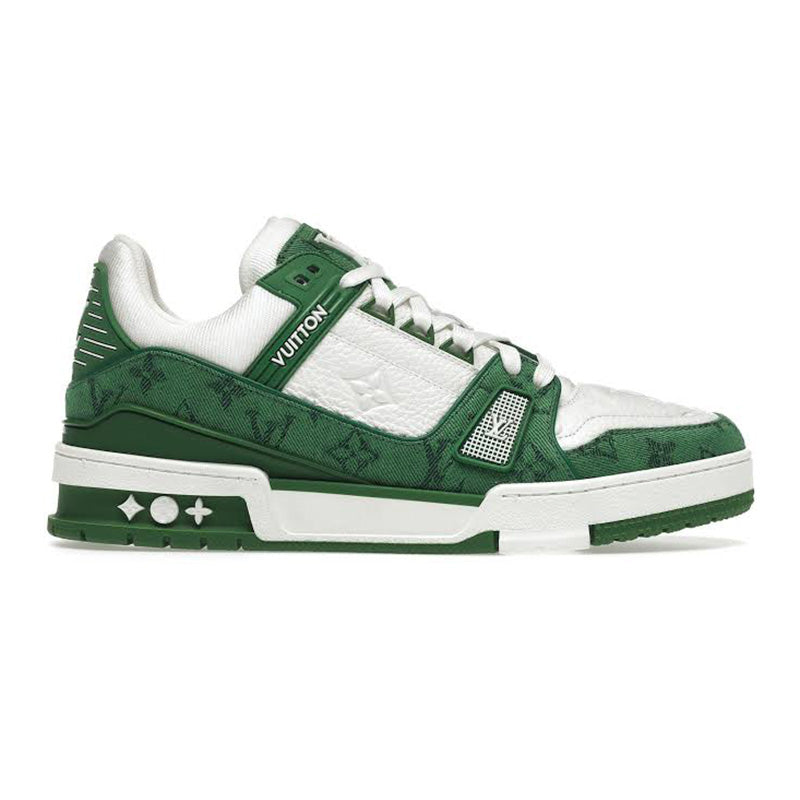 Louis Vuitton Trainer Green Monogram Denim White