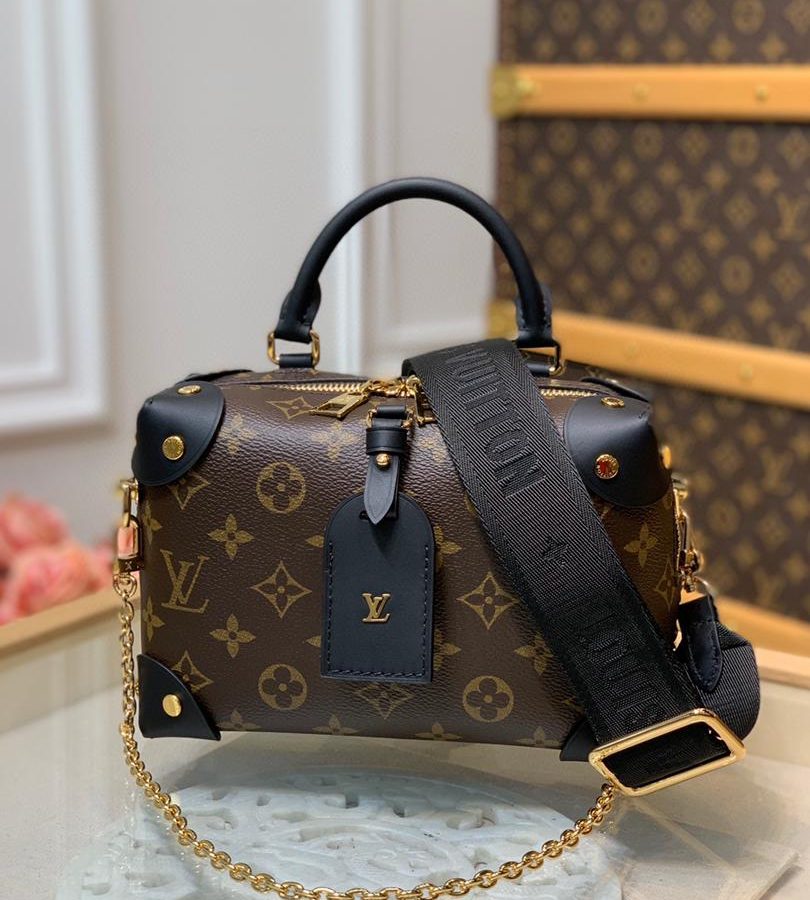 Louis Vuitton Petite Malle Souple Monogram Canvas Black For Women, Women's Handbags 7.9in/20cm LV M45571 - Crozus