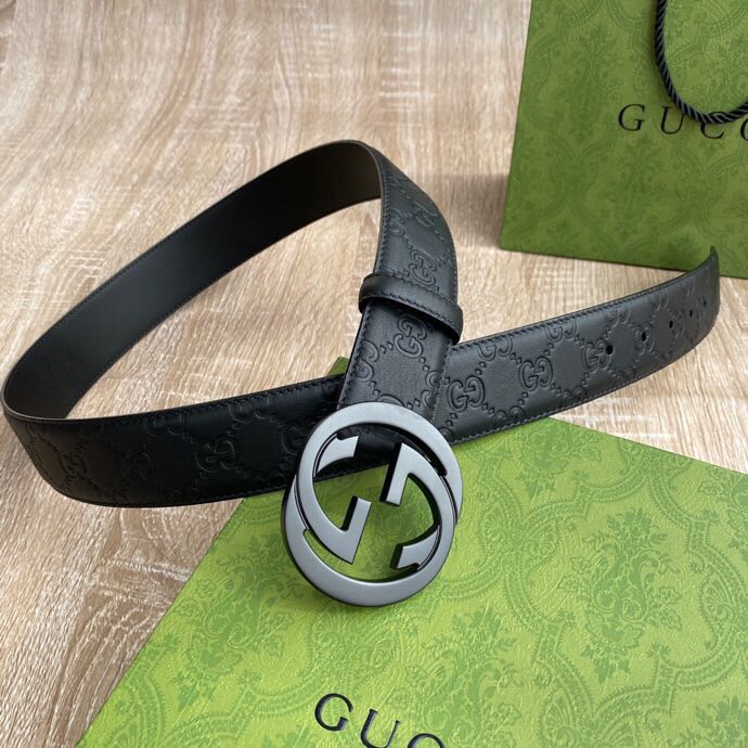 Gucci Signature Belt Black GG, Women Belt 411924 - Crozus