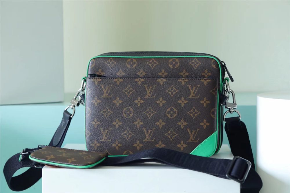 Louis Vuitton Trio Messenger Monogram Macassar Canvas By Virgil Abloh’s Green For Men, Men's Bags, Shoulder And Crossbody Bags 9.5in/25cm LV - Crozus