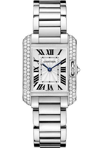 Cartier Tank Anglaise Watch - Small White Gold Diamond Case - WT100008