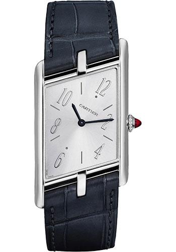 Cartier Tank Asymetrique Watch - 47.15 mm x 26.10 mm Platinum Case - Silvered Dial - Dark Grey Alligator Strap Limited Edition of 100 - WGTA0042