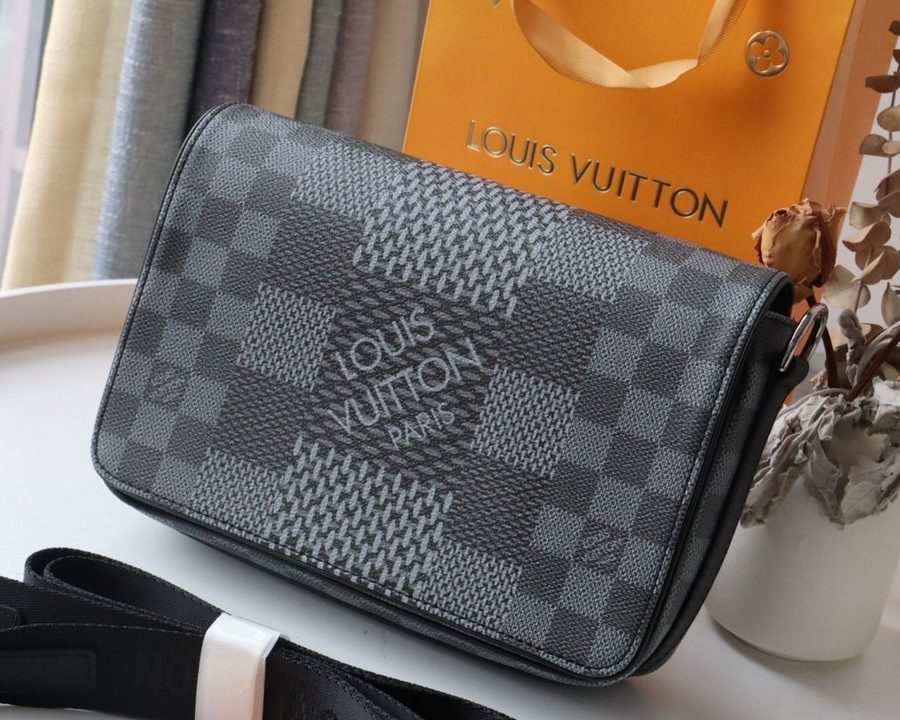 Louis Vuitton Studio Messenger Damier Graphite Gray For Men, Men's Bags, Shoulder And Crossbody Bags 9.3in/25.3cm LV N50013 - Crozus