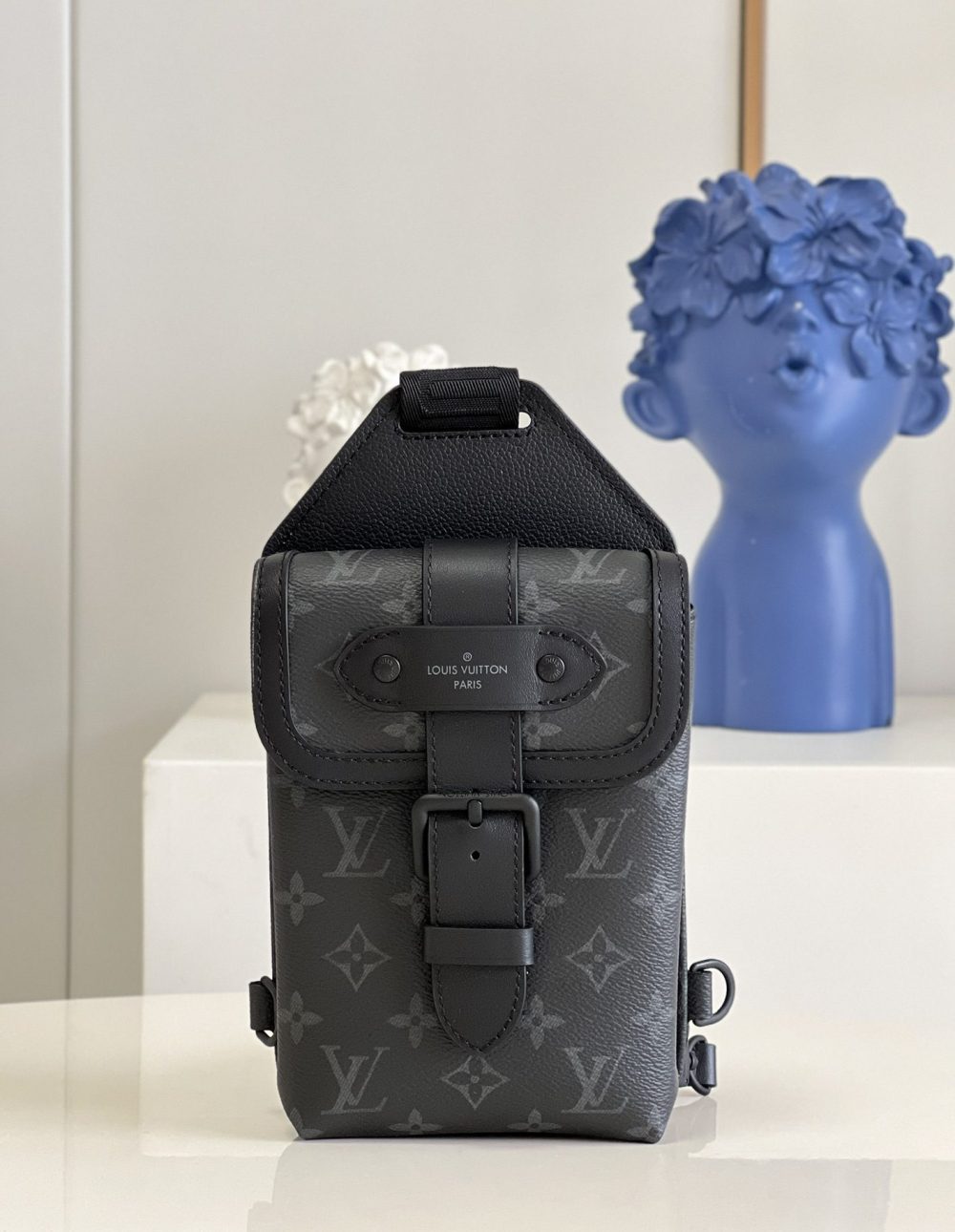 Louis Vuitton Saumur Slingbag Monogram Eclipse Black For Men, Men's Bags, Crossbody Bags 7.1in/18cm LV M45912 - Crozus