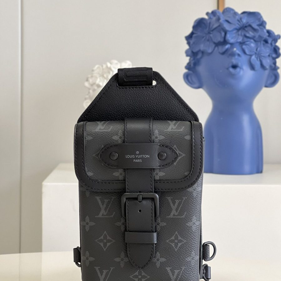 Louis Vuitton Saumur Slingbag Monogram Eclipse Black For Men, Men's Bags, Crossbody Bags 7.1in/18cm LV M45912 - Crozus