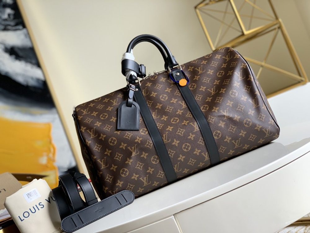 Louis Vuitton Keepall Bandouliere 45 Monogram Macassar Canvas For Men, Men's Bags, Travel Bags 17.7in/45cm LV M56711 - Crozus