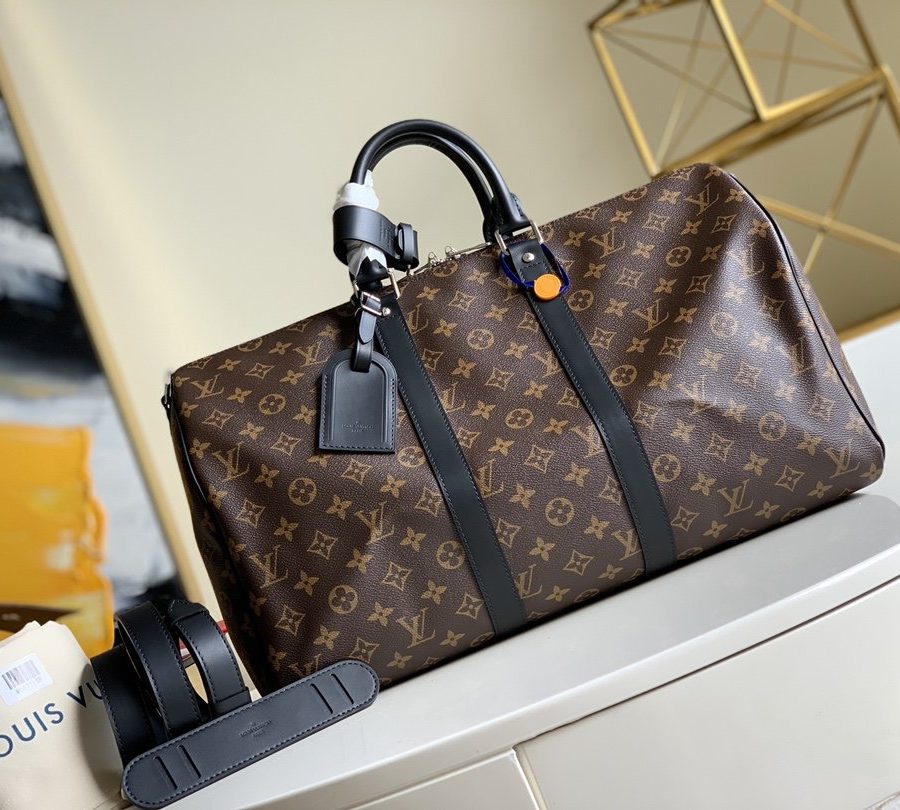 Louis Vuitton Keepall Bandouliere 45 Monogram Macassar Canvas For Men, Men's Bags, Travel Bags 17.7in/45cm LV M56711 - Crozus