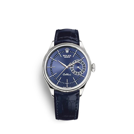 Rolex Cellini Date White Gold Blue Guilloche Dial