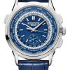 Patek Philippe 39.50mm Men Complications World Time Chronograph Watch Blue Dial 5930G