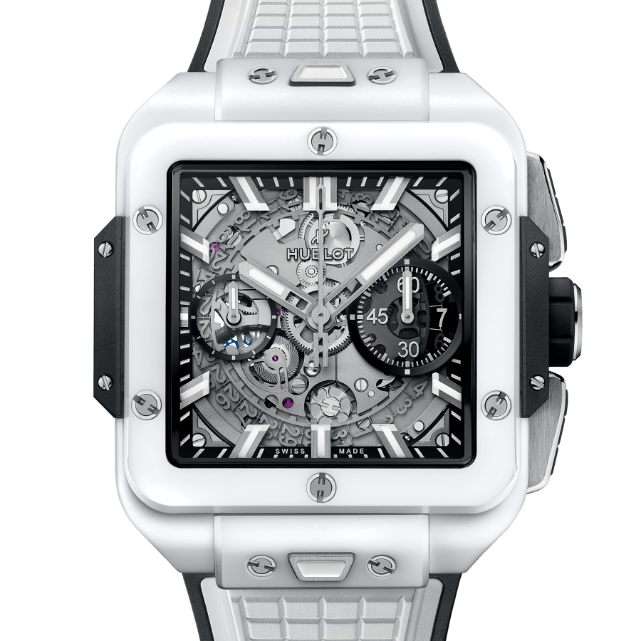 Hublot, Square Bang Unico White Ceramic, 42mm, Ref# 821.HX.0170.RX